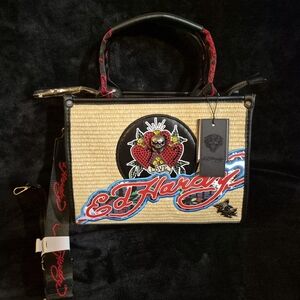 Ed Hardy Black and Tan Tote Bag
